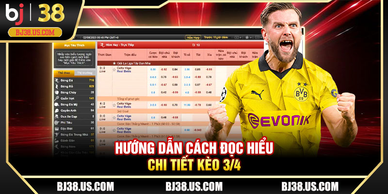 Hướng dẫn cách đọc hiểu chi tiết kèo 3/4